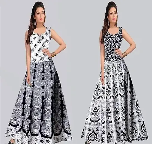 Fancy Rayon Ethnic Gowns For Women Pack Of 2