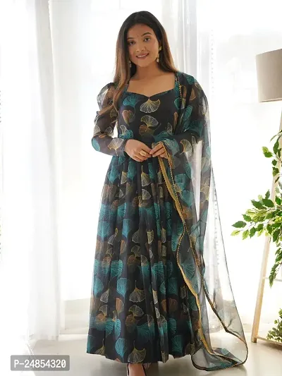 Classic Georgette Printed Gown with Dupatta for Women-thumb4