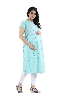 Rayon Star Print Breast Feeding Maternity Kurta for Women-thumb1