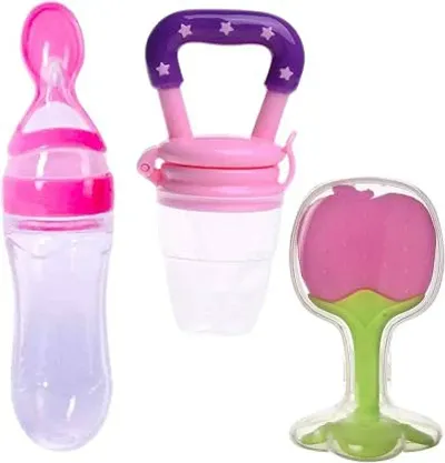 Baby Spoon Feeder With Vegetable Fruit Nibbler And Teether (Pack Of 3)