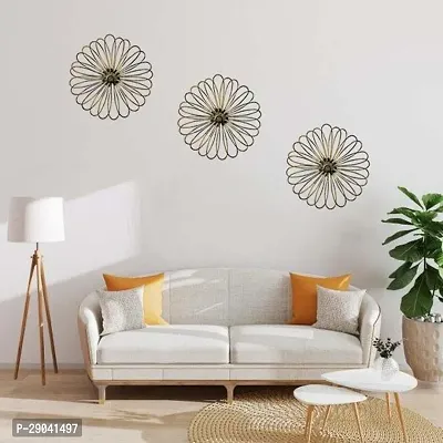 Hand-painted Flower Metal Wall Art for Living room and Home Decoration (Pack of 3)