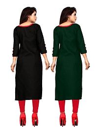 Women Solid Cotton Blend Straight Kurta Combo Of 2-thumb1