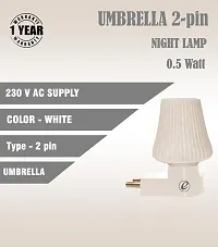 IMPERIAL TECHNOCART Small Umbrella Type 2 Pin Night Lamp 0.5 Watt Plug  Play Bulb for Bedroom, Living Room, Zero Watt Light Direct Socket Night Lamp (White- Pack of 6)-thumb3