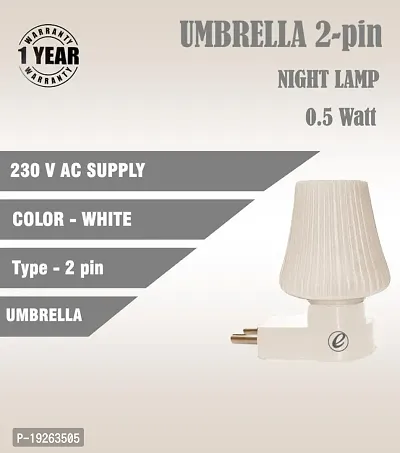 IMPERIAL TECHNOCART Small Umbrella Type 2 Pin Night Lamp 0.5 Watt Plug  Play Bulb for Bedroom, Living Room, Zero Watt Light Direct Socket Night Lamp (White- Pack of 6)-thumb4