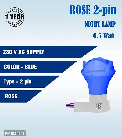 IMPERIAL TECHNOCART Small Rose Type 2 Pin Night Lamp 0.5 Watt Plug  Play Bulb for Bedroom, Living Room, Zero Watt Light Direct Socket Night Lamp (Blue- Pack of 4)-thumb4