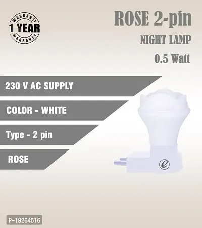 IMPERIAL TECHNOCART Small Rose Type 2 Pin Night Lamp 0.5 Watt Plug  Play Bulb for Bedroom, Living Room, Zero Watt Light Direct Socket Night Lamp (White- Pack of 6)-thumb4