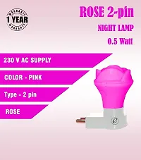 IMPERIAL TECHNOCART Small Rose Type 2 Pin Night Lamp 0.5 Watt Plug  Play Bulb for Bedroom, Living Room, Zero Watt Light Direct Socket Night Lamp (Pink- Pack of 4)-thumb3