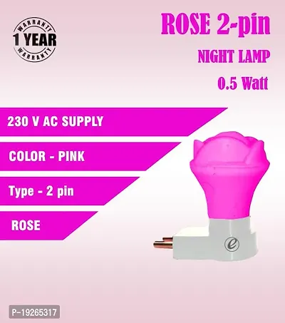IMPERIAL TECHNOCART Small Rose Type 2 Pin Night Lamp 0.5 Watt Plug  Play Bulb for Bedroom, Living Room, Zero Watt Light Direct Socket Night Lamp (Pink- Pack of 4)-thumb4