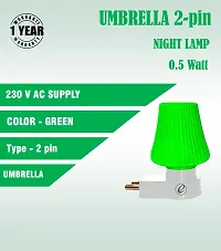 IMPERIAL TECHNOCART Small Umbrella Type 2 Pin Night Lamp 0.5 Watt Plug  Play Bulb for Bedroom, Living Room, Zero Watt Light Direct Socket Night Lamp (Green- Pack of 2)-thumb3