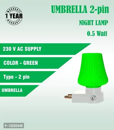 IMPERIAL TECHNOCART Small Umbrella Type 2 Pin Night Lamp 0.5 Watt Plug  Play Bulb for Bedroom, Living Room, Zero Watt Light Direct Socket Night Lamp (Green- Pack of 2)-thumb4