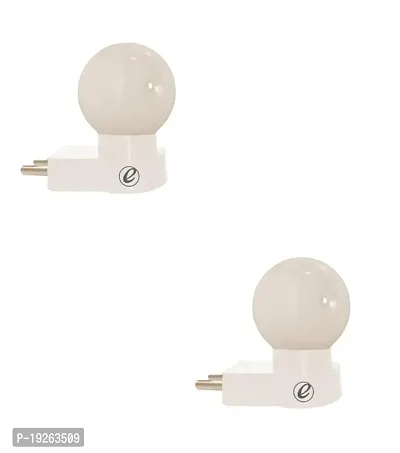 IMPERIAL TECHNOCART Small Round Type 2 Pin Night Lamp 0.5 Watt Plug  Play Bulb for Bedroom, Living Room, Zero Watt Light Direct Socket Night Lamp (White- Pack of 2)
