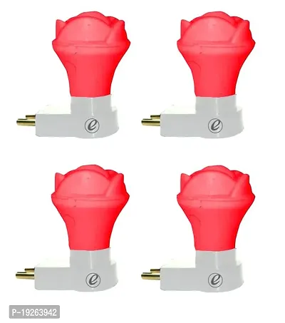 IMPERIAL TECHNOCART Small Rose Type 2 Pin Night Lamp 0.5 Watt Plug  Play Bulb for Bedroom, Living Room, Zero Watt Light Direct Socket Night Lamp (Red- Pack of 4)-thumb0