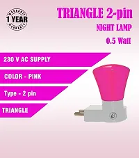 IMPERIAL TECHNOCART Small Triangle Type 2 Pin Night Lamp 0.5 Watt Plug  Play Bulb for Bedroom, Living Room, Zero Watt Light Direct Socket Night Lamp (Pink- Pack of 2)-thumb3