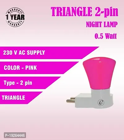 IMPERIAL TECHNOCART Small Triangle Type 2 Pin Night Lamp 0.5 Watt Plug  Play Bulb for Bedroom, Living Room, Zero Watt Light Direct Socket Night Lamp (Pink- Pack of 2)-thumb4