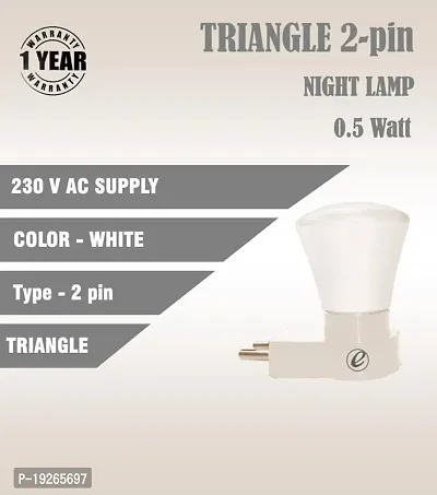 IMPERIAL TECHNOCART Small Triangle Type 2 Pin Night Lamp 0.5 Watt Plug  Play Bulb for Bedroom, Living Room, Zero Watt Light Direct Socket Night Lamp (White- Pack of 4)-thumb4