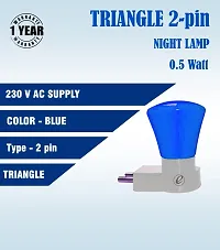 IMPERIAL TECHNOCART Small Triangle Type 2 Pin Night Lamp 0.5 Watt Plug  Play Bulb for Bedroom, Living Room, Zero Watt Light Direct Socket Night Lamp (Blue- Pack of 6)-thumb3