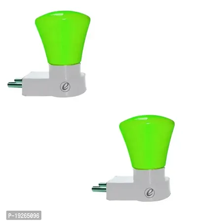 IMPERIAL TECHNOCART Small Triangle Type 2 Pin Night Lamp 0.5 Watt Plug  Play Bulb for Bedroom, Living Room, Zero Watt Light Direct Socket Night Lamp (Green- Pack of 2)
