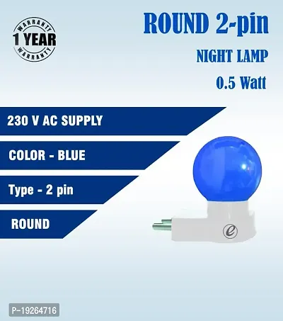 IMPERIAL TECHNOCART Small Round Type 2 Pin Night Lamp 0.5 Watt Plug  Play Bulb for Bedroom, Living Room, Zero Watt Light Direct Socket Night Lamp (Blue- Pack of 6)-thumb4