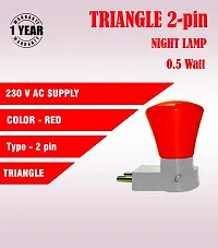 IMPERIAL TECHNOCART Small Triangle Type 2 Pin Night Lamp 0.5 Watt Plug  Play Bulb for Bedroom, Living Room, Zero Watt Light Direct Socket Night Lamp (Red- Pack of 6)-thumb3