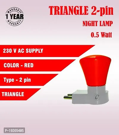 IMPERIAL TECHNOCART Small Triangle Type 2 Pin Night Lamp 0.5 Watt Plug  Play Bulb for Bedroom, Living Room, Zero Watt Light Direct Socket Night Lamp (Red- Pack of 6)-thumb4