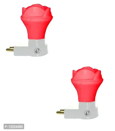 IMPERIAL TECHNOCART Small Rose Type 2 Pin Night Lamp 0.5 Watt Plug  Play Bulb for Bedroom, Living Room, Zero Watt Light Direct Socket Night Lamp (Red- Pack of 2)