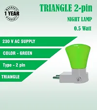 IMPERIAL TECHNOCART Small Triangle Type 2 Pin Night Lamp 0.5 Watt Plug  Play Bulb for Bedroom, Living Room, Zero Watt Light Direct Socket Night Lamp (Green- Pack of 4)-thumb3