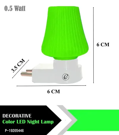 IMPERIAL TECHNOCART Small Umbrella Type 2 Pin Night Lamp 0.5 Watt Plug  Play Bulb for Bedroom, Living Room, Zero Watt Light Direct Socket Night Lamp (Green- Pack of 2)-thumb3