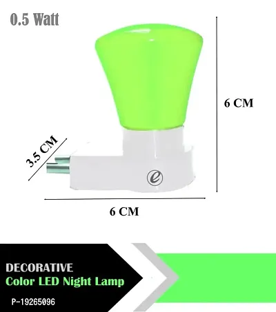 IMPERIAL TECHNOCART Small Triangle Type 2 Pin Night Lamp 0.5 Watt Plug  Play Bulb for Bedroom, Living Room, Zero Watt Light Direct Socket Night Lamp (Green- Pack of 2)-thumb3