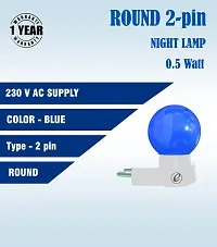 IMPERIAL TECHNOCART Small Round Type 2 Pin Night Lamp 0.5 Watt Plug  Play Bulb for Bedroom, Living Room, Zero Watt Light Direct Socket Night Lamp (Blue- Pack of 4)-thumb3