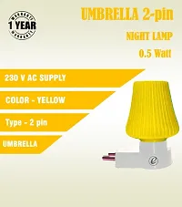 IMPERIAL TECHNOCART Small Umbrella Type 2 Pin Night Lamp 0.5 Watt Plug  Play Bulb for Bedroom, Living Room, Zero Watt Light Direct Socket Night Lamp (Yellow- Pack of 4)-thumb3