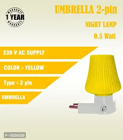 IMPERIAL TECHNOCART Small Umbrella Type 2 Pin Night Lamp 0.5 Watt Plug  Play Bulb for Bedroom, Living Room, Zero Watt Light Direct Socket Night Lamp (Yellow- Pack of 4)-thumb4