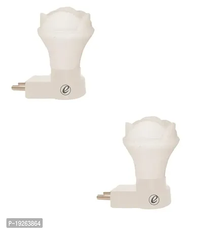 IMPERIAL TECHNOCART Small Rose Type 2 Pin Night Lamp 0.5 Watt Plug  Play Bulb for Bedroom, Living Room, Zero Watt Light Direct Socket Night Lamp (White- Pack of 2)-thumb0