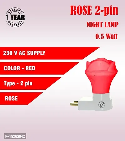 IMPERIAL TECHNOCART Small Rose Type 2 Pin Night Lamp 0.5 Watt Plug  Play Bulb for Bedroom, Living Room, Zero Watt Light Direct Socket Night Lamp (Red- Pack of 4)-thumb4