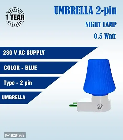 IMPERIAL TECHNOCART Small Umbrella Type 2 Pin Night Lamp 0.5 Watt Plug  Play Bulb for Bedroom, Living Room, Zero Watt Light Direct Socket Night Lamp (Blue- Pack of 2)-thumb4