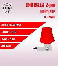 IMPERIAL TECHNOCART Small Umbrella Type 2 Pin Night Lamp 0.5 Watt Plug  Play Bulb for Bedroom, Living Room, Zero Watt Light Direct Socket Night Lamp (Red- Pack of 6)-thumb3