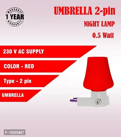 IMPERIAL TECHNOCART Small Umbrella Type 2 Pin Night Lamp 0.5 Watt Plug  Play Bulb for Bedroom, Living Room, Zero Watt Light Direct Socket Night Lamp (Red- Pack of 6)-thumb4