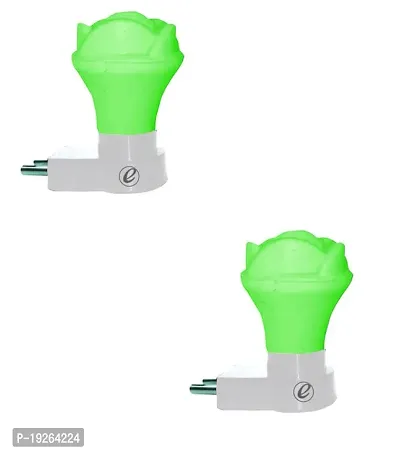 IMPERIAL TECHNOCART Small Rose Type 2 Pin Night Lamp 0.5 Watt Plug  Play Bulb for Bedroom, Living Room, Zero Watt Light Direct Socket Night Lamp (Green- Pack of 2)-thumb0