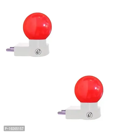 IMPERIAL TECHNOCART Small Round Type 2 Pin Night Lamp 0.5 Watt Plug  Play Bulb for Bedroom, Living Room, Zero Watt Light Direct Socket Night Lamp (Red- Pack of 2)-thumb0