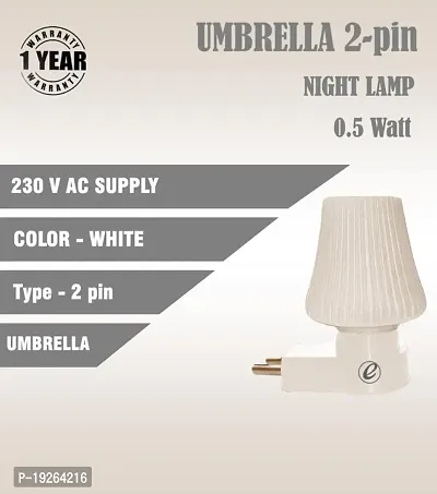 IMPERIAL TECHNOCART Small Umbrella Type 2 Pin Night Lamp 0.5 Watt Plug  Play Bulb for Bedroom, Living Room, Zero Watt Light Direct Socket Night Lamp (White- Pack of 4)-thumb4