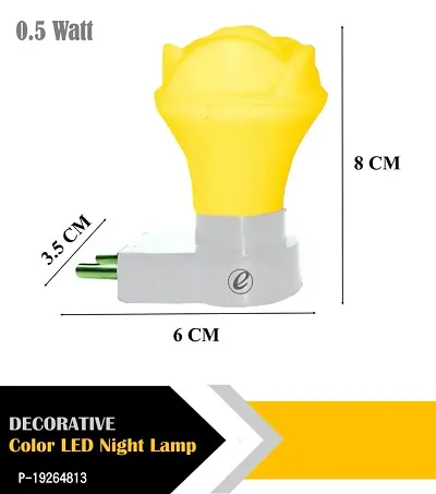 IMPERIAL TECHNOCART Small Rose Type 2 Pin Night Lamp 0.5 Watt Plug  Play Bulb for Bedroom, Living Room, Zero Watt Light Direct Socket Night Lamp (Yellow- Pack of 4)-thumb3