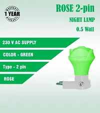 IMPERIAL TECHNOCART Small Rose Type 2 Pin Night Lamp 0.5 Watt Plug  Play Bulb for Bedroom, Living Room, Zero Watt Light Direct Socket Night Lamp (Green- Pack of 2)-thumb3