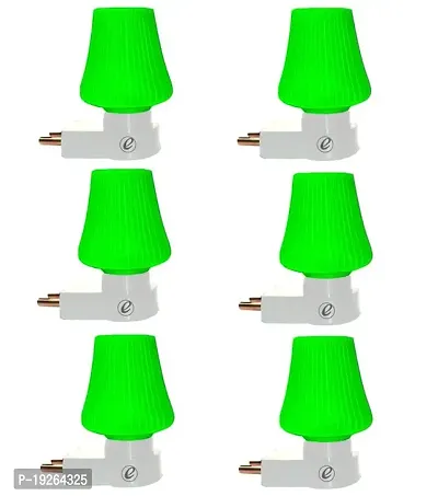 IMPERIAL TECHNOCART Small Umbrella Type 2 Pin Night Lamp 0.5 Watt Plug  Play Bulb for Bedroom, Living Room, Zero Watt Light Direct Socket Night Lamp (Green- Pack of 6)