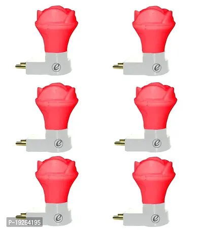 IMPERIAL TECHNOCART Small Rose Type 2 Pin Night Lamp 0.5 Watt Plug  Play Bulb for Bedroom, Living Room, Zero Watt Light Direct Socket Night Lamp (Red- Pack of 6)-thumb0