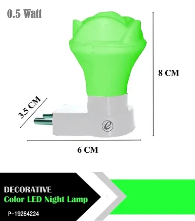 IMPERIAL TECHNOCART Small Rose Type 2 Pin Night Lamp 0.5 Watt Plug  Play Bulb for Bedroom, Living Room, Zero Watt Light Direct Socket Night Lamp (Green- Pack of 2)-thumb3