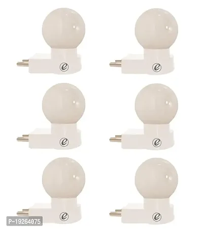 IMPERIAL TECHNOCART Small Round Type 2 Pin Night Lamp 0.5 Watt Plug  Play Bulb for Bedroom, Living Room, Zero Watt Light Direct Socket Night Lamp (White- Pack of 6)