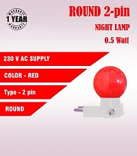 IMPERIAL TECHNOCART Small Round Type 2 Pin Night Lamp 0.5 Watt Plug  Play Bulb for Bedroom, Living Room, Zero Watt Light Direct Socket Night Lamp (Red- Pack of 4)-thumb3