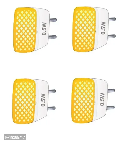 IMPERIAL TECHNOCART Small Square Type 2 Pin Night Lamp 0.5 Watt Plug  Play Bulb for Bedroom, Living Room, Zero Watt Light Direct Socket Night Lamp (Yellow- Pack of 4)-thumb0