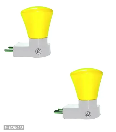 IMPERIAL TECHNOCART Small Triangle Type 2 Pin Night Lamp 0.5 Watt Plug  Play Bulb for Bedroom, Living Room, Zero Watt Light Direct Socket Night Lamp (Yellow- Pack of 2)