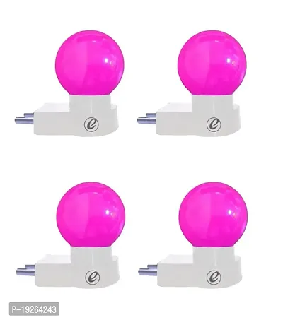 IMPERIAL TECHNOCART Small Round Type 2 Pin Night Lamp 0.5 Watt Plug  Play Bulb for Bedroom, Living Room, Zero Watt Light Direct Socket Night Lamp (Pink- Pack of 4)