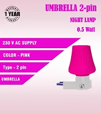 IMPERIAL TECHNOCART Small Umbrella Type 2 Pin Night Lamp 0.5 Watt Plug  Play Bulb for Bedroom, Living Room, Zero Watt Light Direct Socket Night Lamp (Pink- Pack of 6)-thumb3